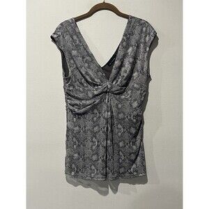 The Limited Top Women’s Large‎ Gray Babydoll Y2K Snake Animal Print Blouse